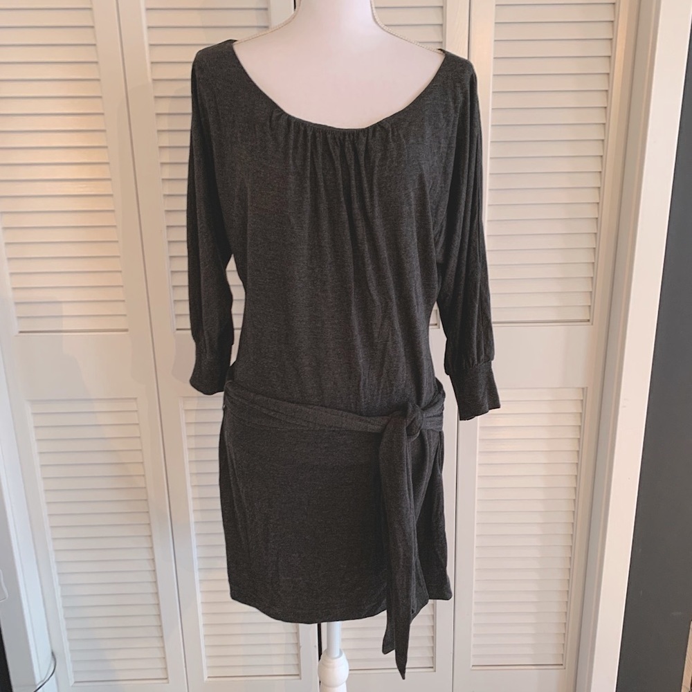 Banana Republic Women’s Dark Gray Tunic Dress Top Stretch Wrap Belt Size Medium